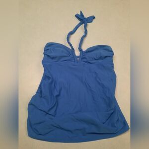 Liz Lange Maternity Blue Camellia Halter Top Tankini Swim Top Size Small